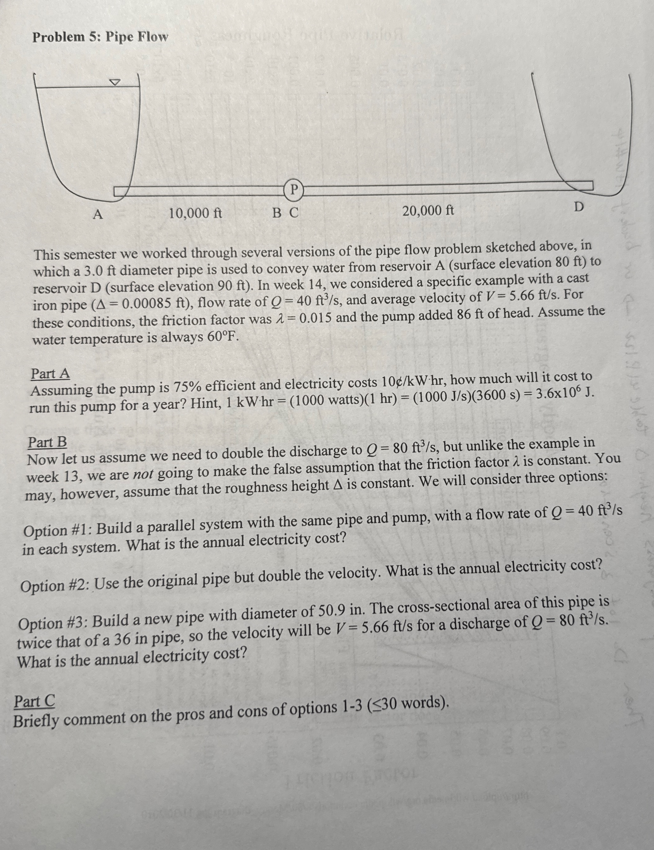 Problem 5 : Pipe Flow This semester we worked