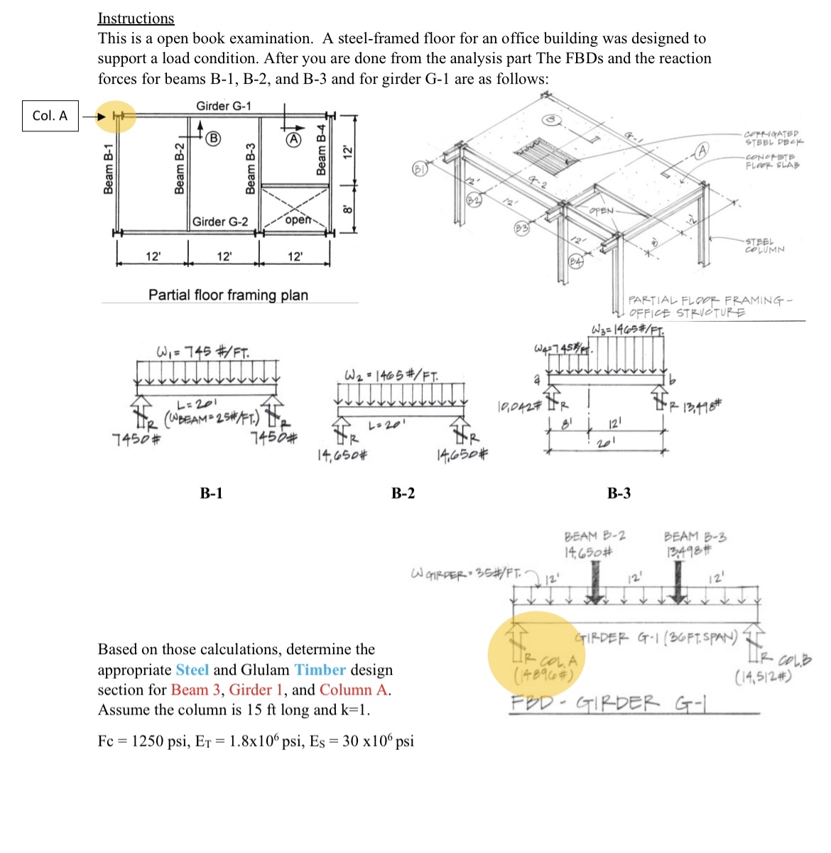 A steel - framed floor for an office building was
