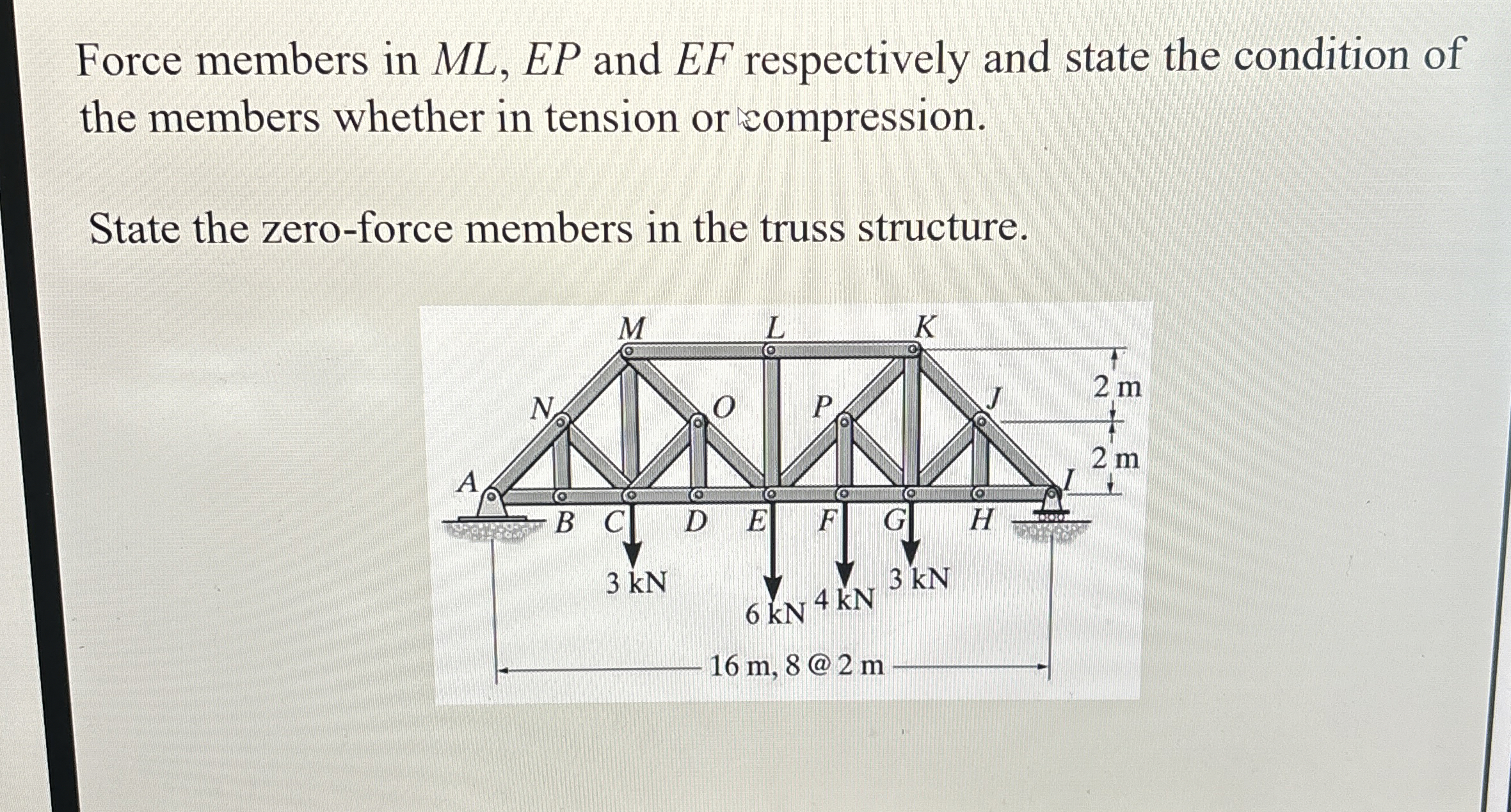 Force members in ML , EP and E F respectively and