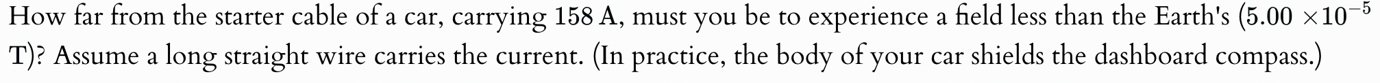 How far from the starter cable of a car, carrying