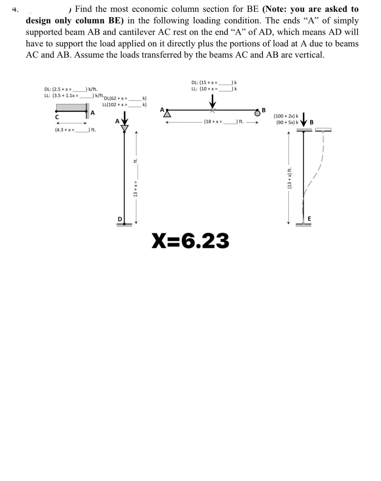 , Find the most economic column section for BE (