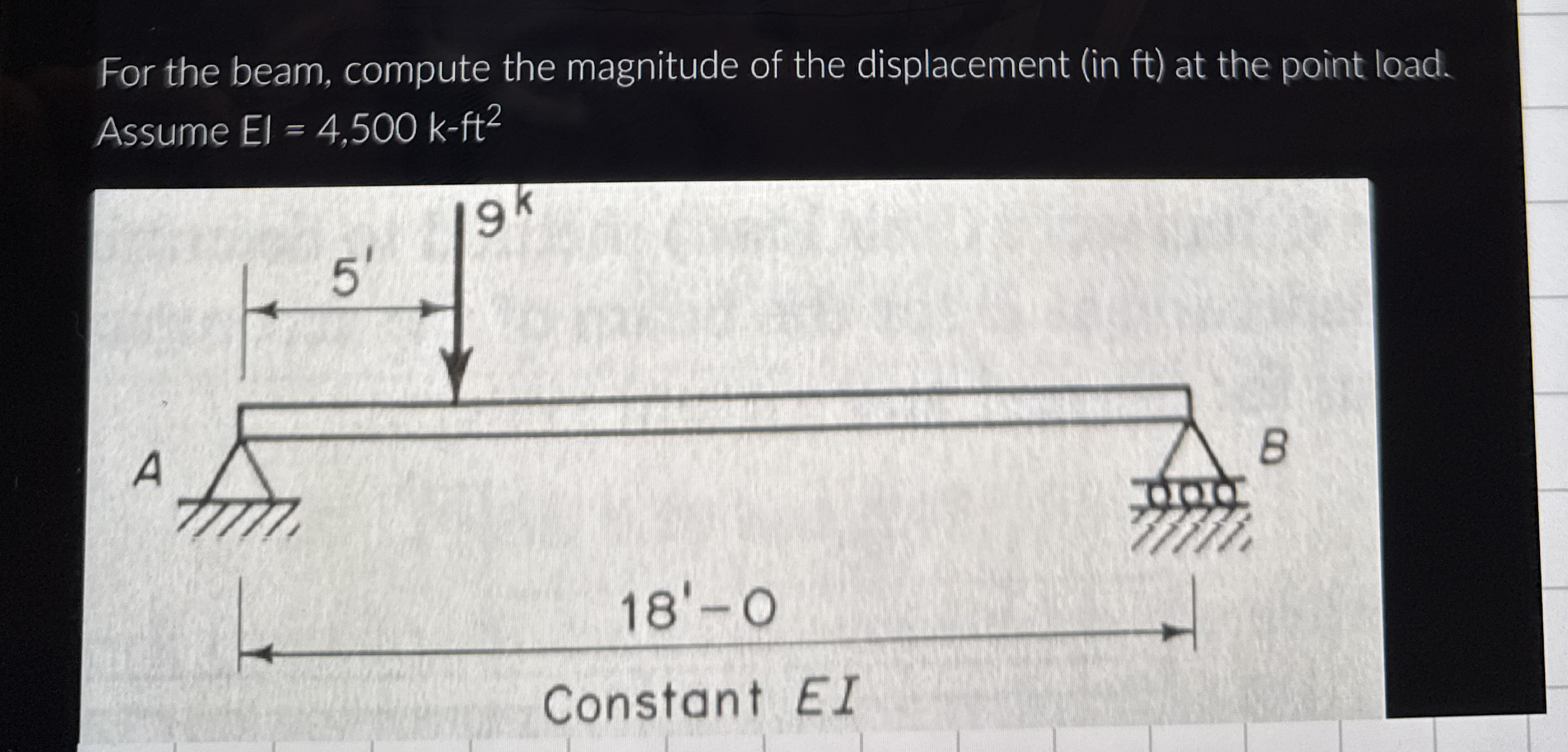 For the beam, compute the magnitude of the