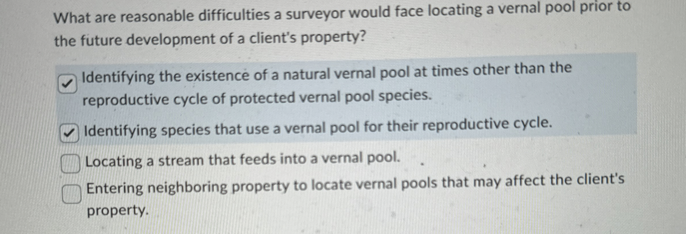 What are reasonable difficulties a surveyor would