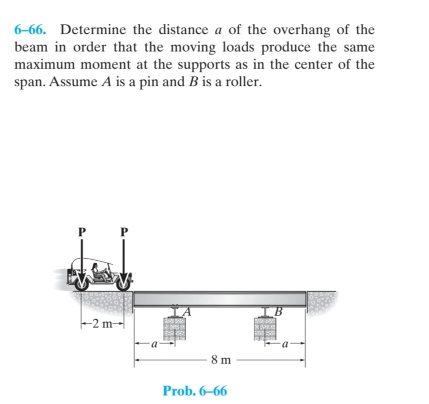 6 - 6 6 . Determine the distance a of the