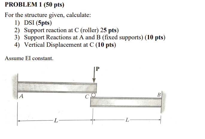 PROBLEM 1 ( 5 0 pts ) For the structure given,