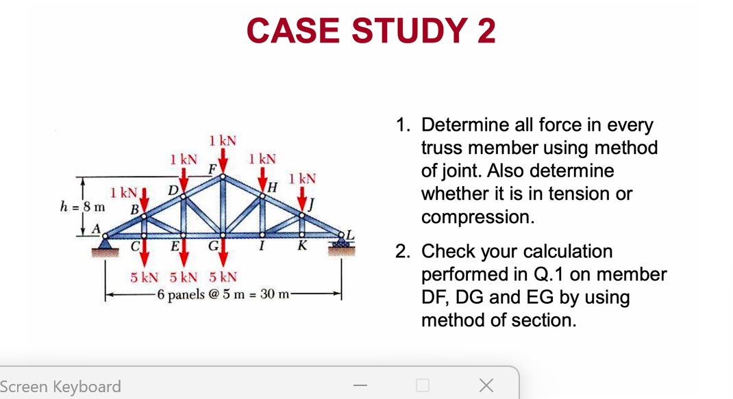 CASE STUDY 2 1 . Determine all force in every