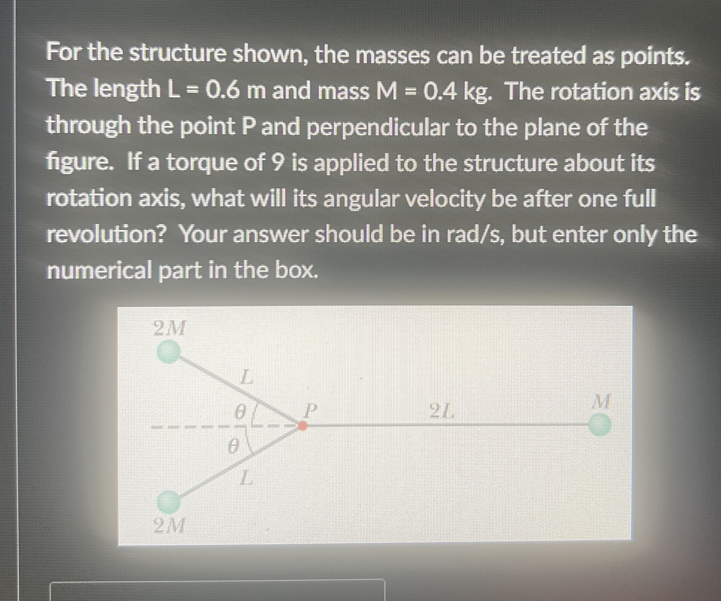 For the structure shown, the masses can be