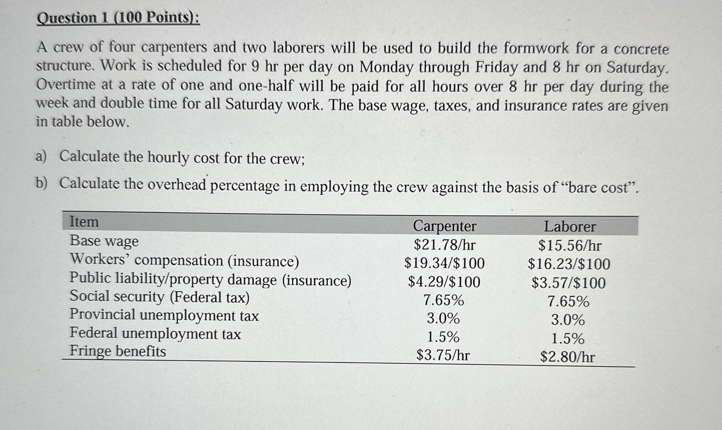 Question 1 ( 1 0 0 Points ) : A crew of four