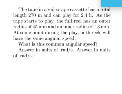 The tape in a videotape cassette has a total