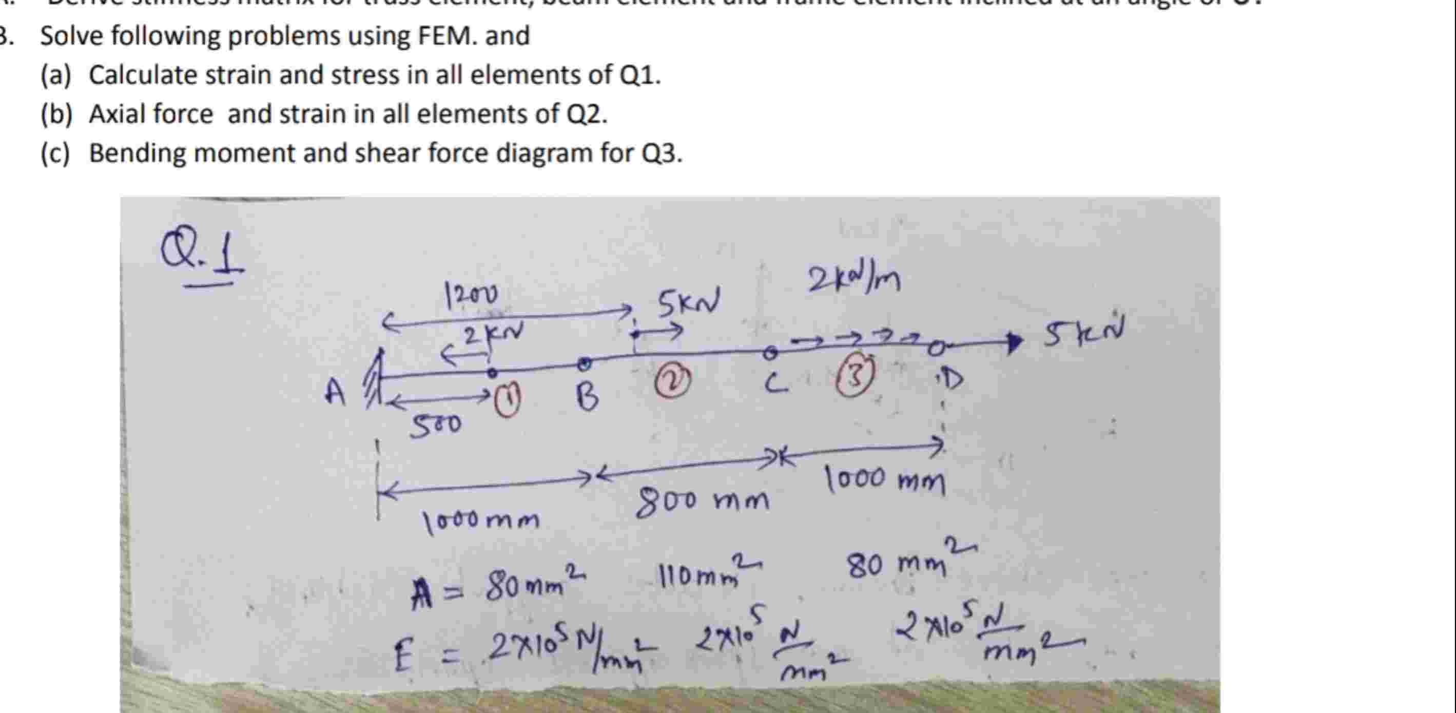 Solve following problems using FEM. and ( a )