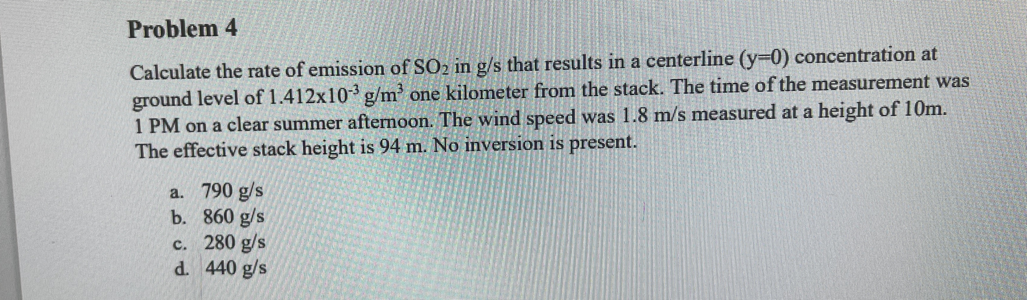 Problem 4 Calculate the rate of emission of S O 2
