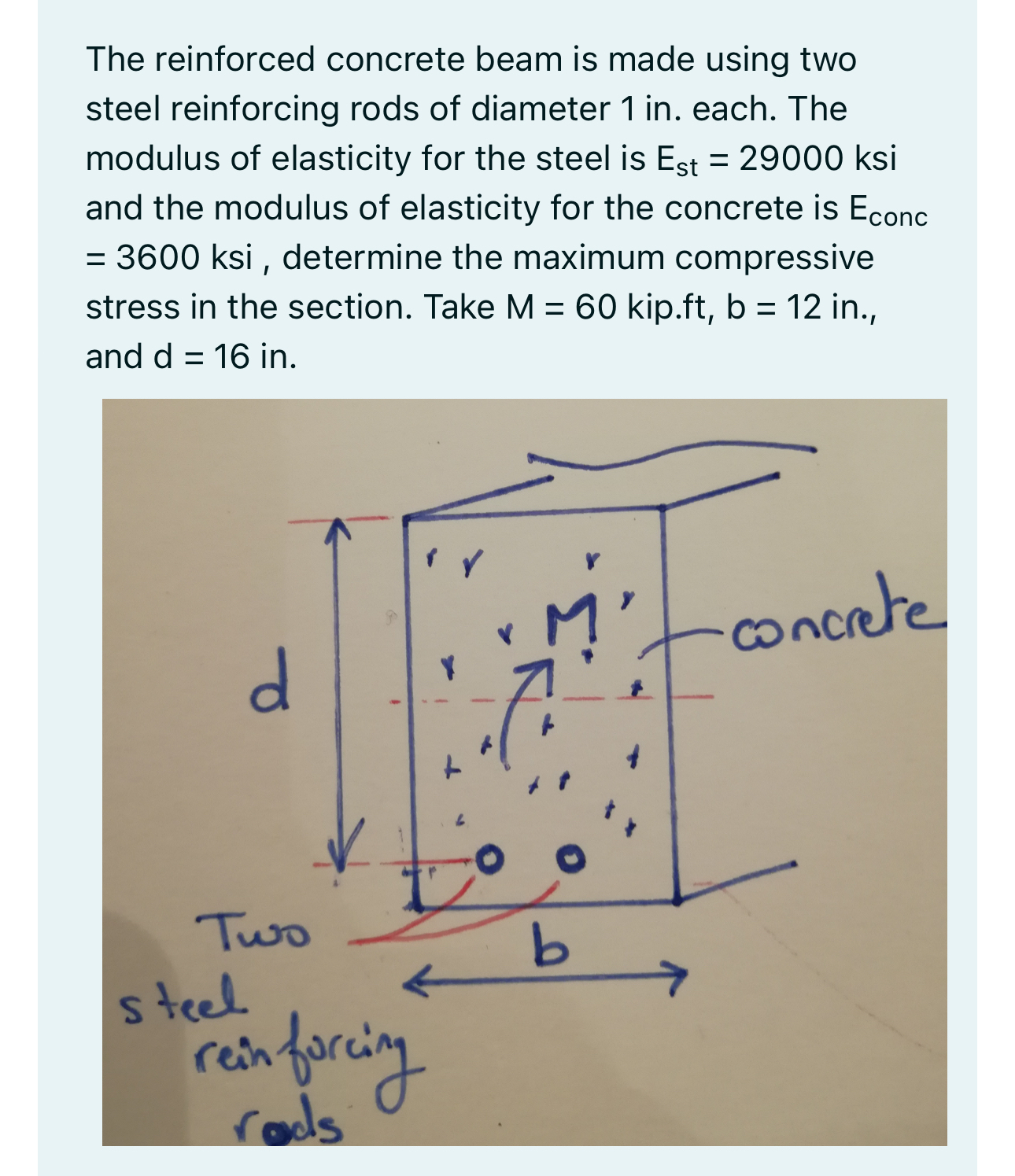 The reinforced concrete beam is made using two