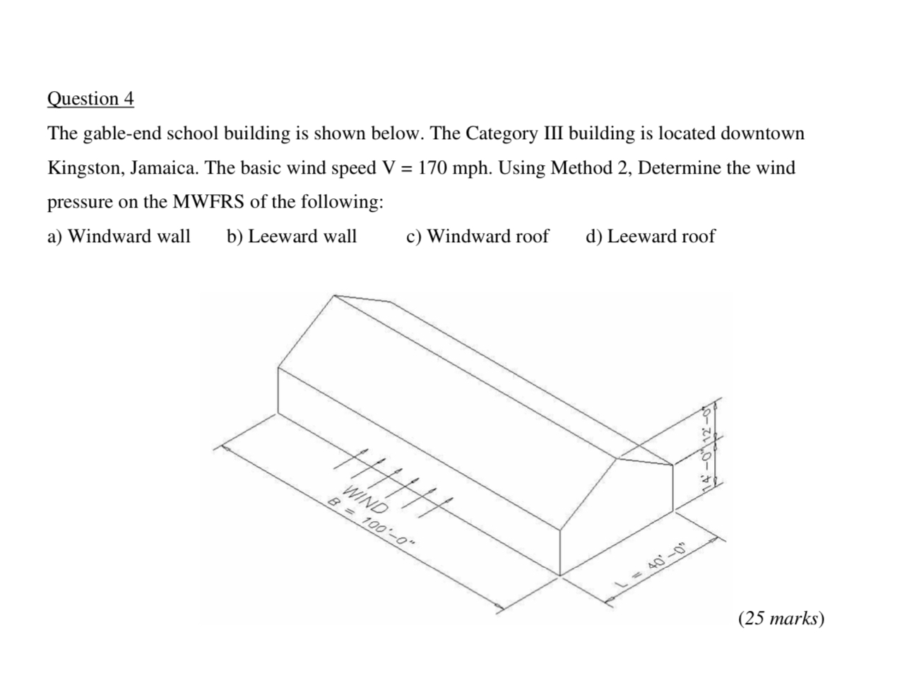 Question 4 The gable - end school building is