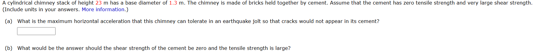 ( Include units in your answers. More