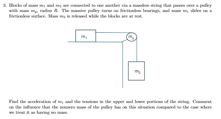 3 . Blocks of mass \ ( m _ { 1 } \ ) and \ ( m _