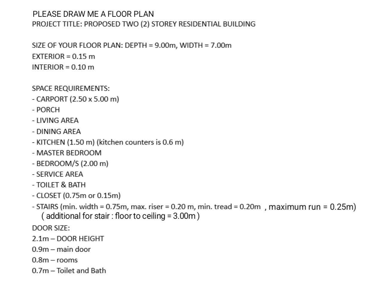 PLEASE DRAW ME A FLOOR PLAN PROJECT TITLE: