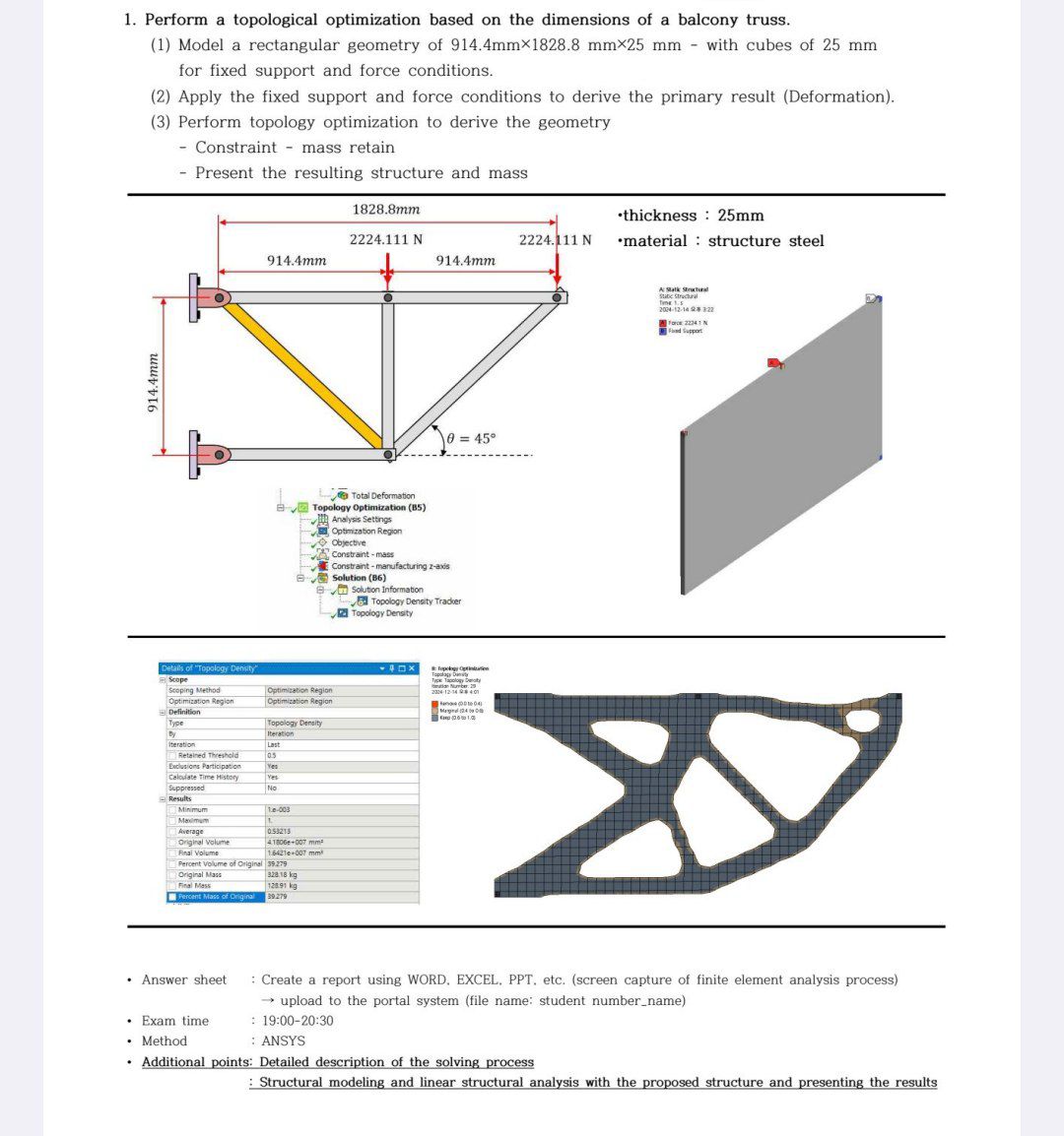1 . Perform a topological optimization based on