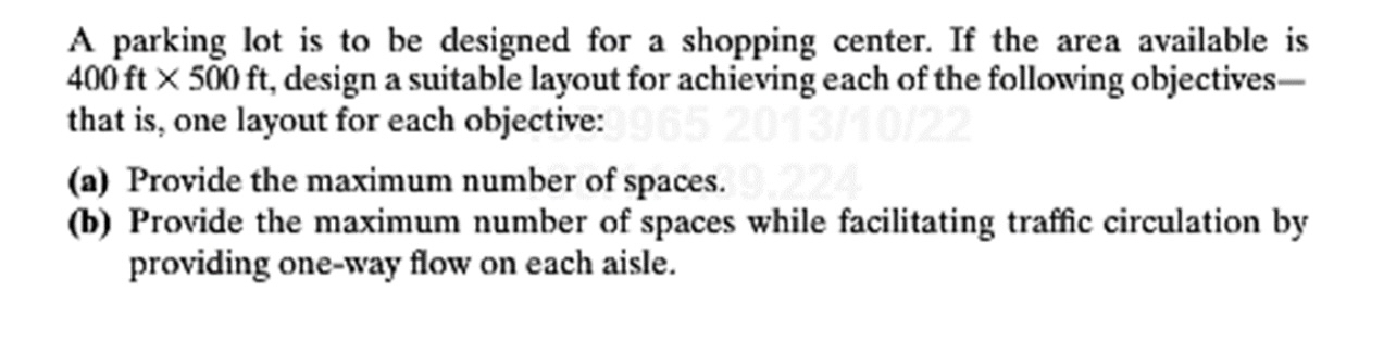 A parking lot is to be designed for a shopping