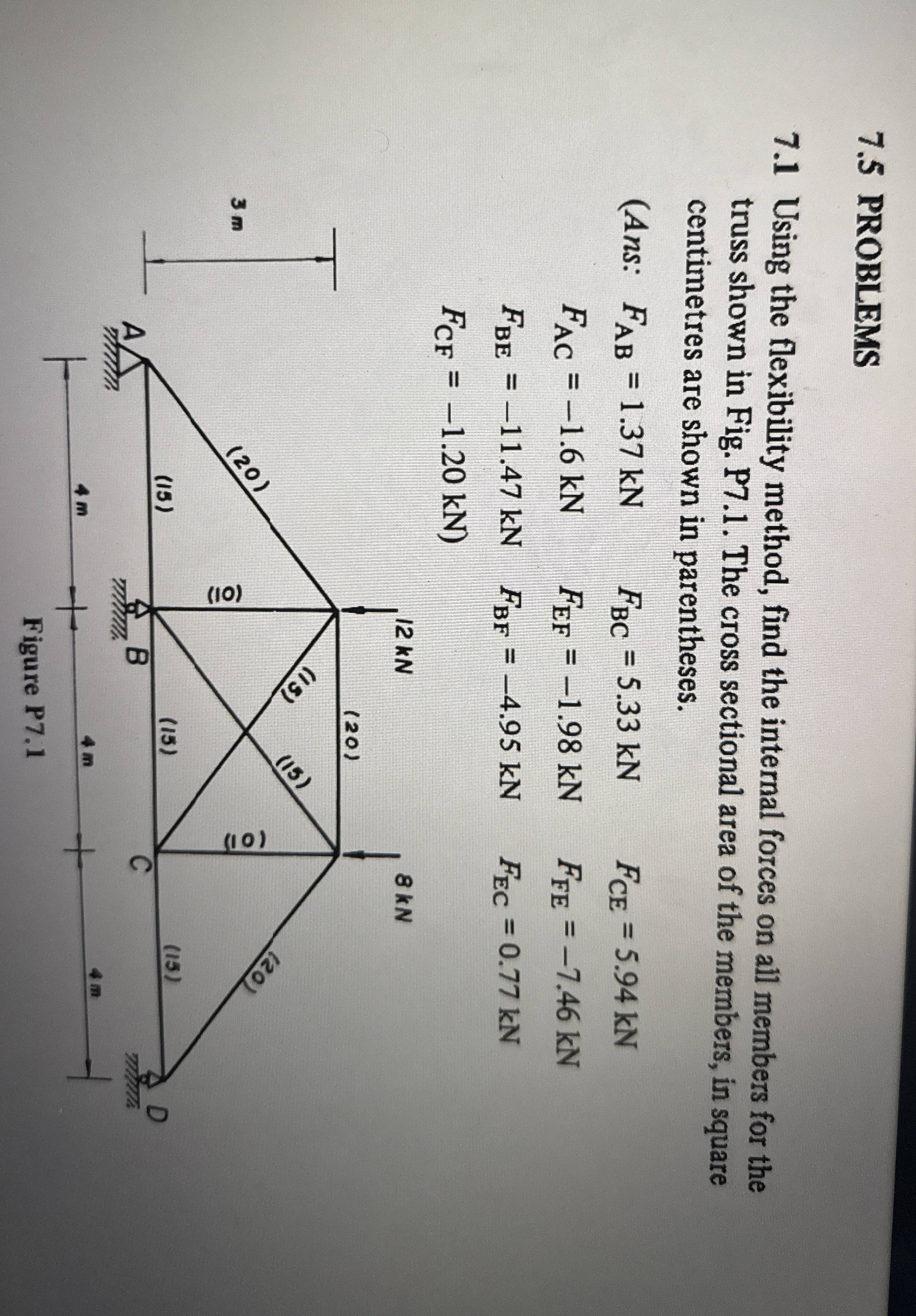 7 . 1 Using the flexibility method, find the