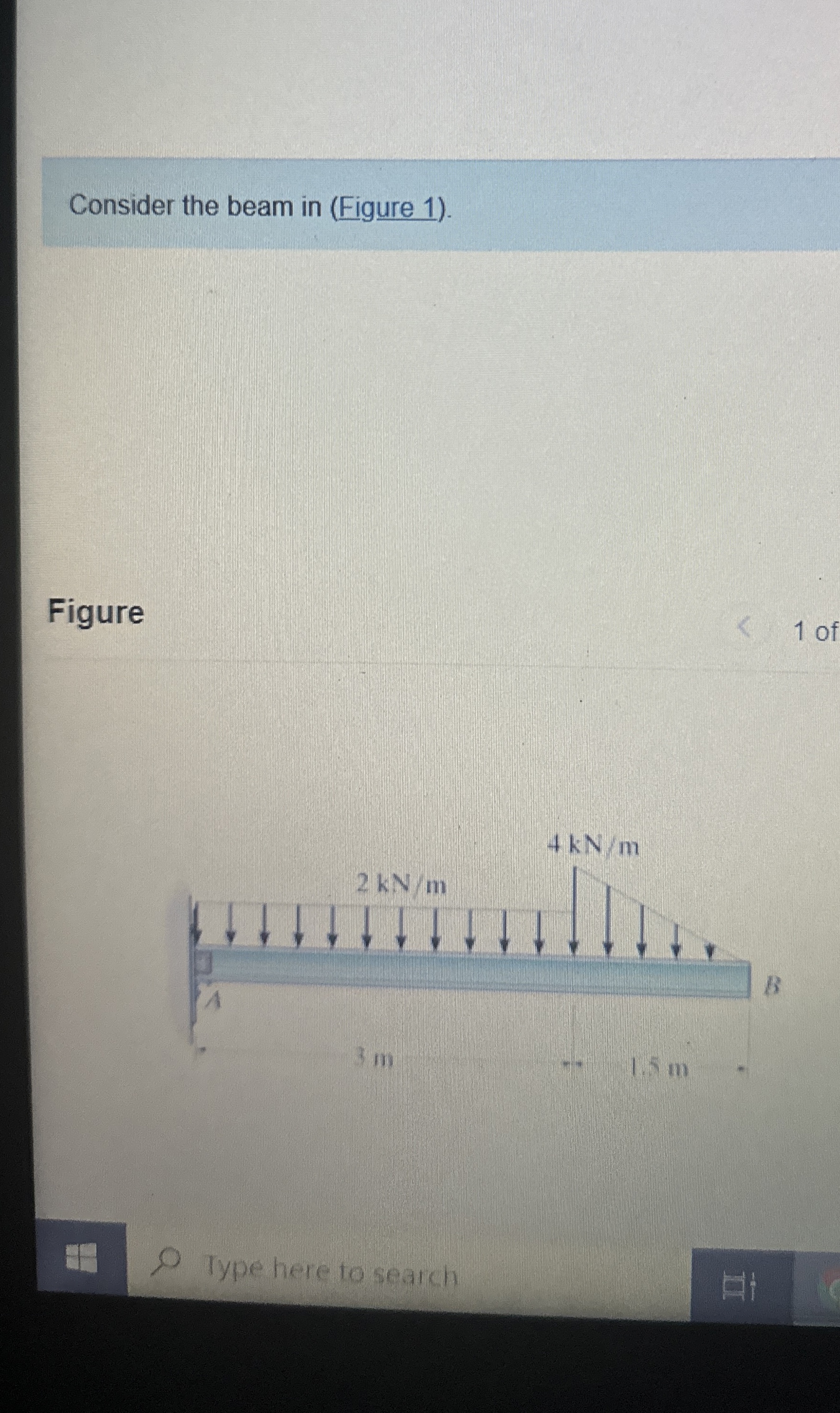 Consider the beam in ( Figure 1 ) . Determine