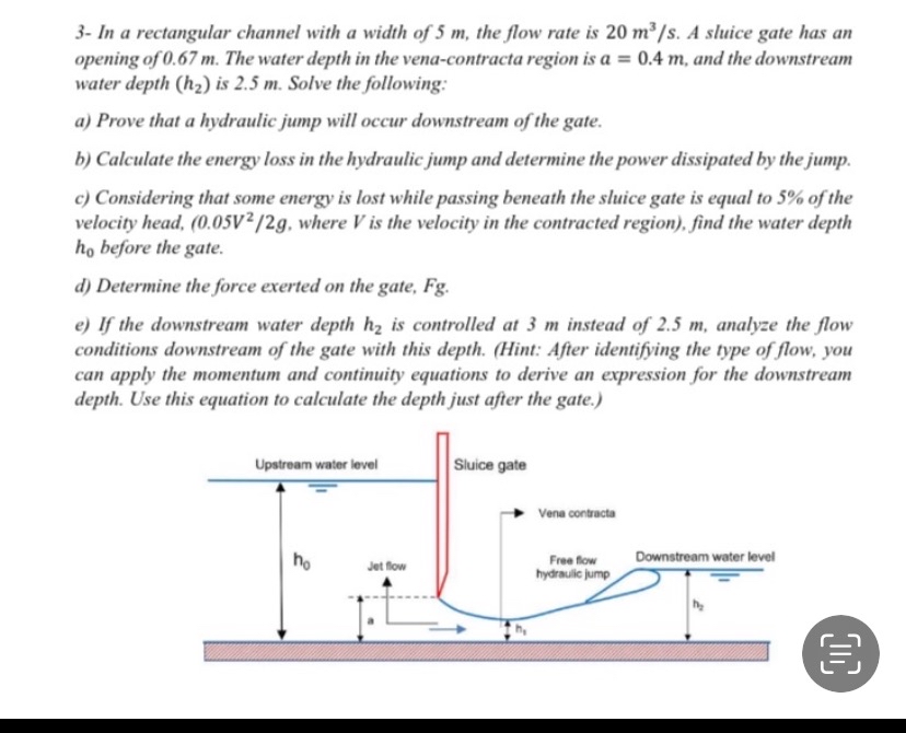 3 - In a rectangular channel with a width of 5 m