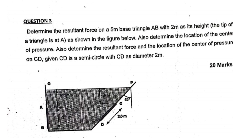 QUESTION 3 Determine the resultant force on a 5 m