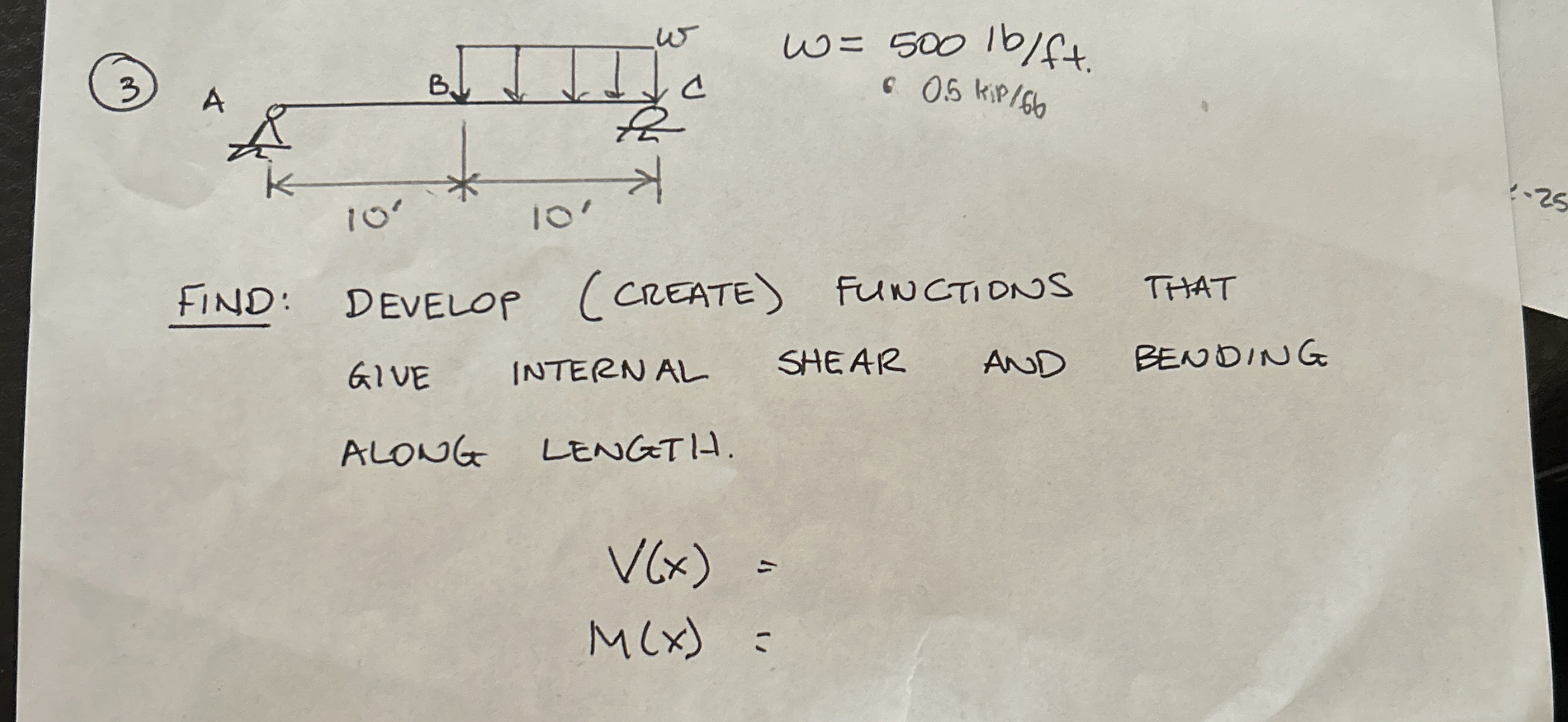 ( 3 ) = 5 0 0 l b f t . = 0 . 5 k i p 6 b FIND:
