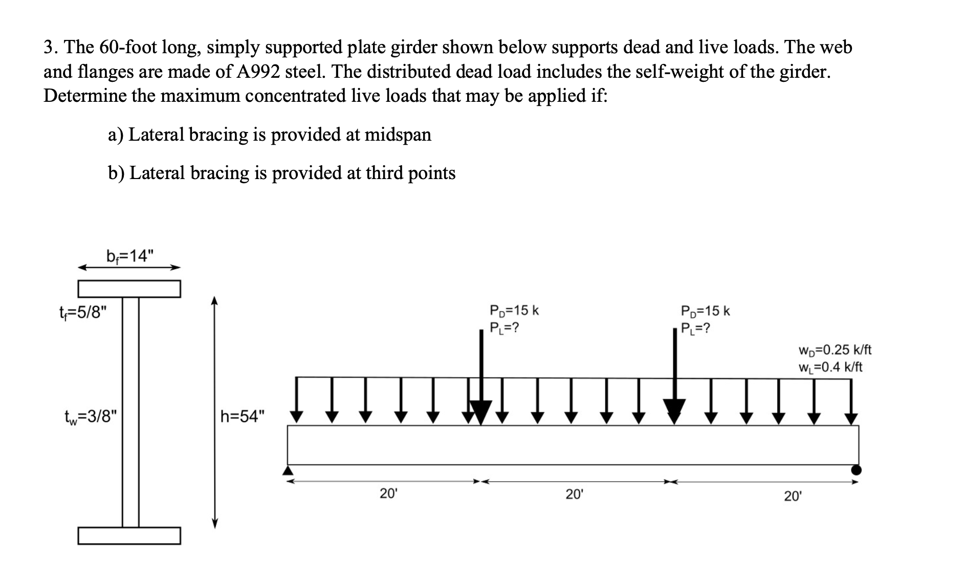 3 . The 6 0 - foot long, simply supported plate