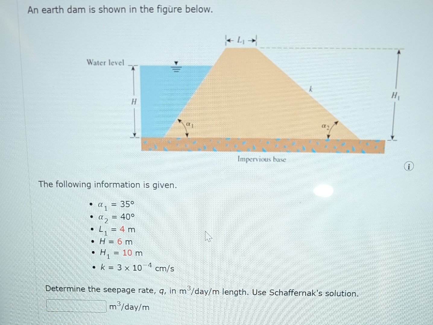 An earth dam is shown in the fig re below. ( i )