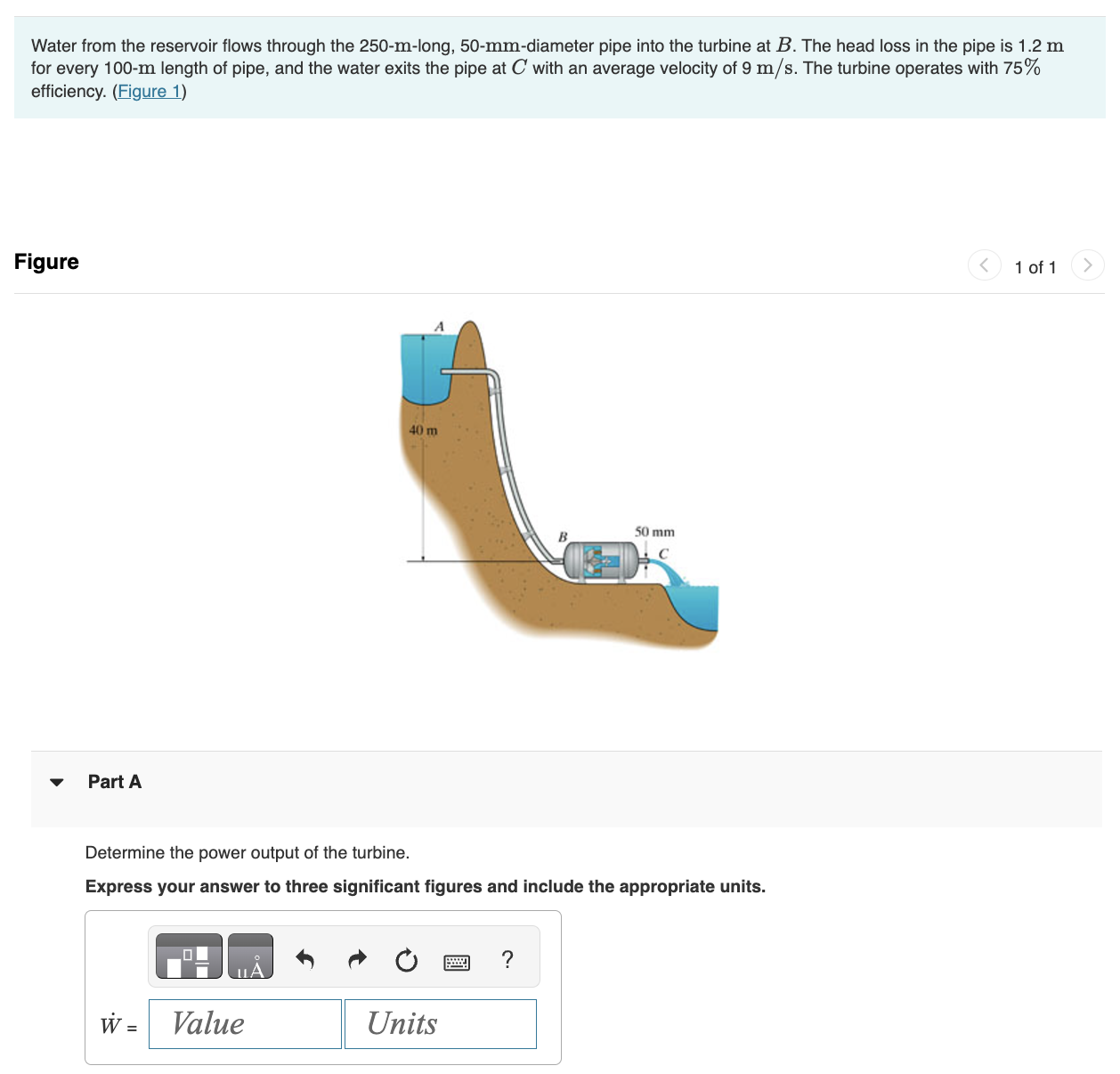 Water from the reservoir flows through the 2 5 0