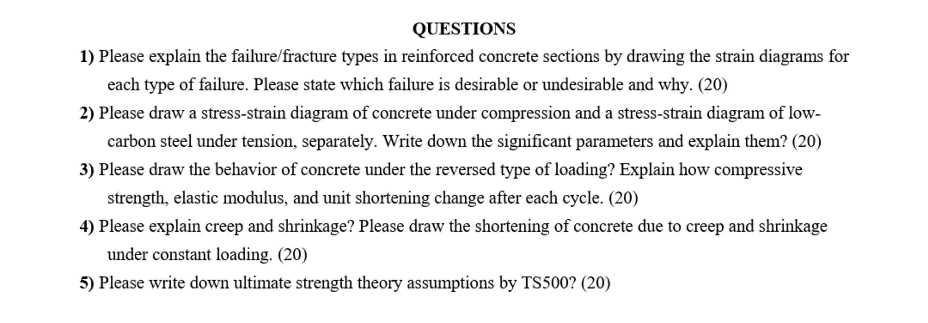 QUESTIONS Please explain the failure / fracture