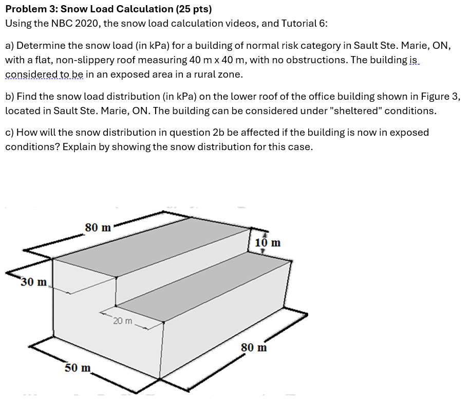Problem 3 : Snow Load Calculation ( 2 5 pts )