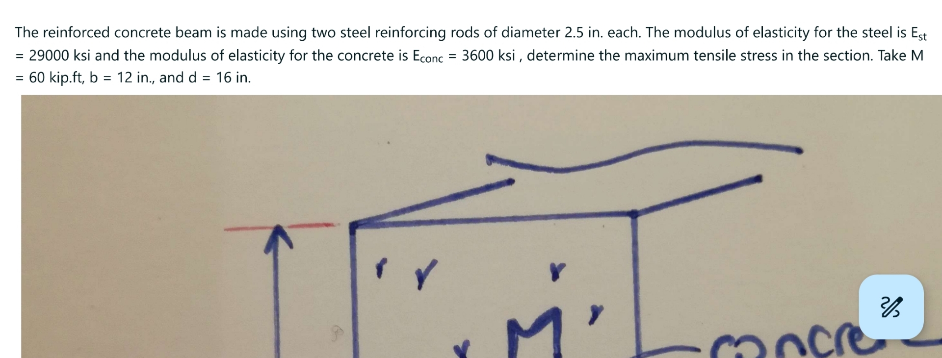 The reinforced concrete beam is made using two
