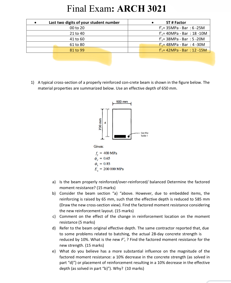 Final Exam: ARCH 3 0 2 1 \ table [ [ - , Last two