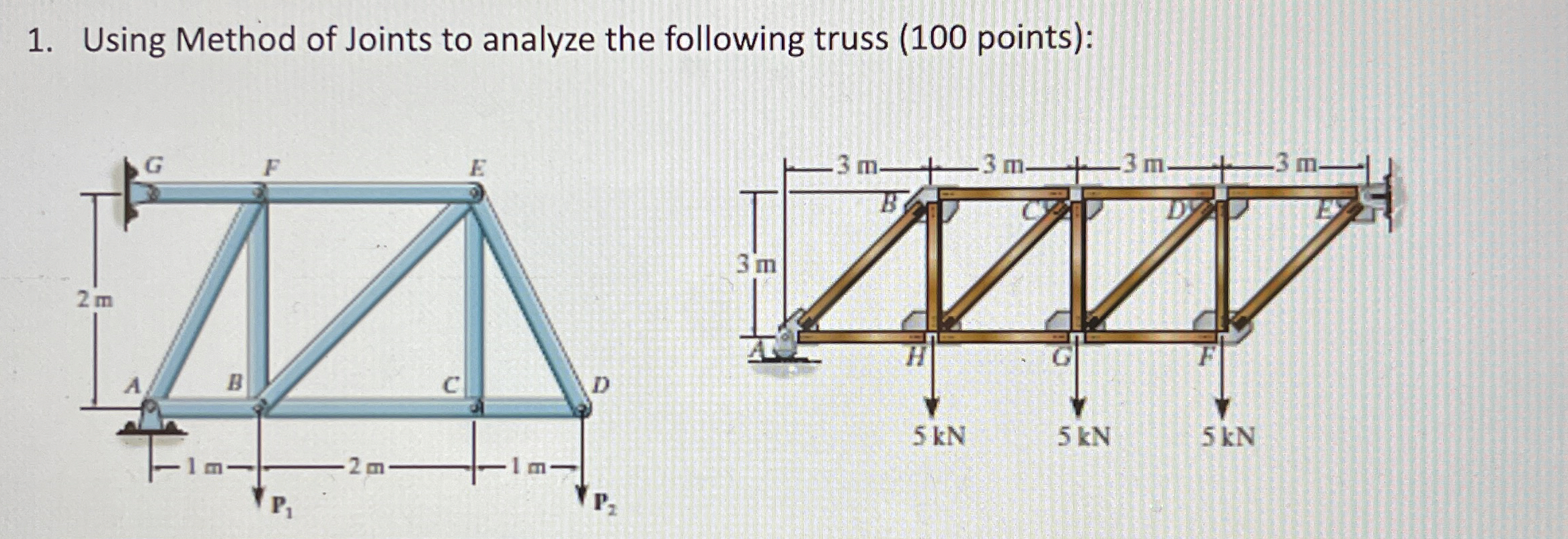 Using Method of Joints to analyze the following