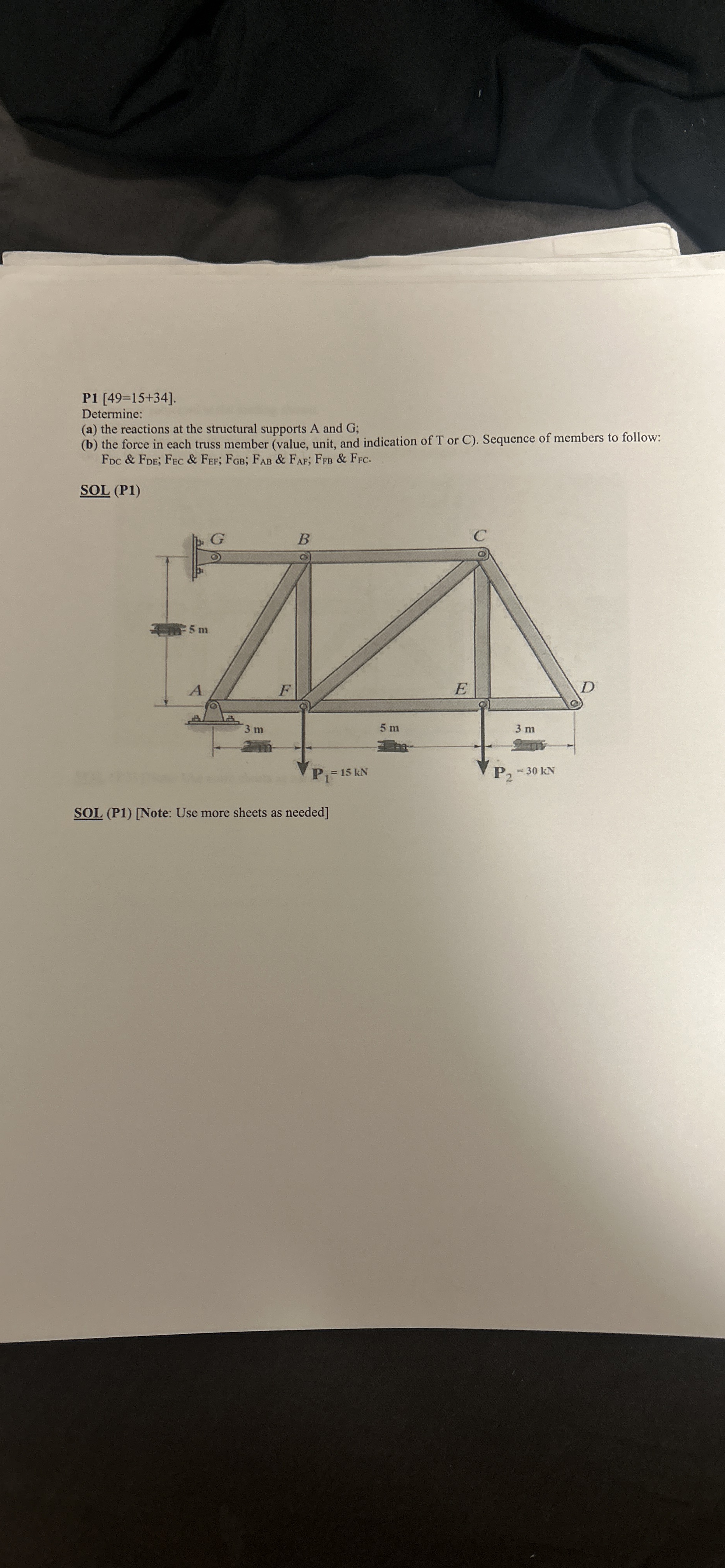 P 1 [ 4 9 = 1 5 + 3 4 ] . Determine: ( a ) the