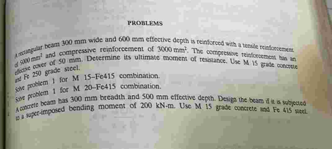 PROBLEMS Arangular beam 3 0 0 mm wide and 6 0 0