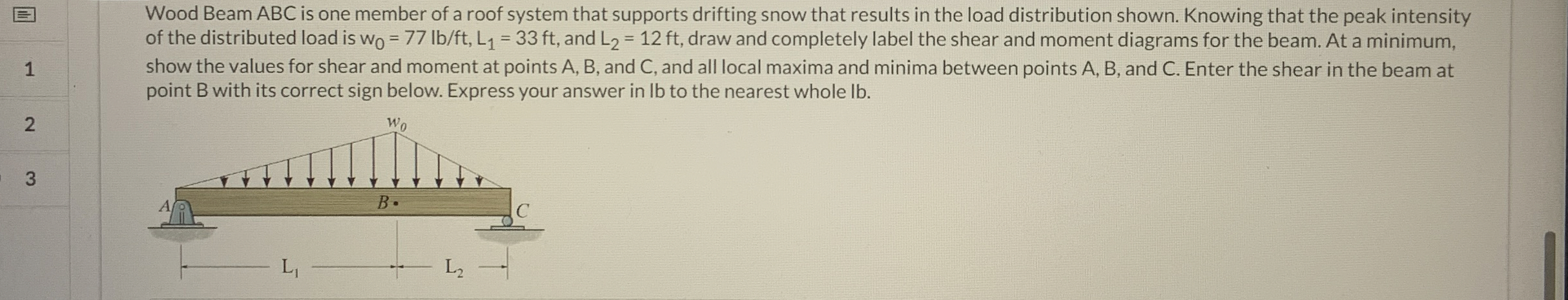 Wood Beam ABC is one member of a roof system that