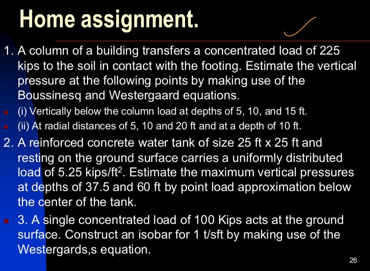 Home assignment. A column of a building transfers