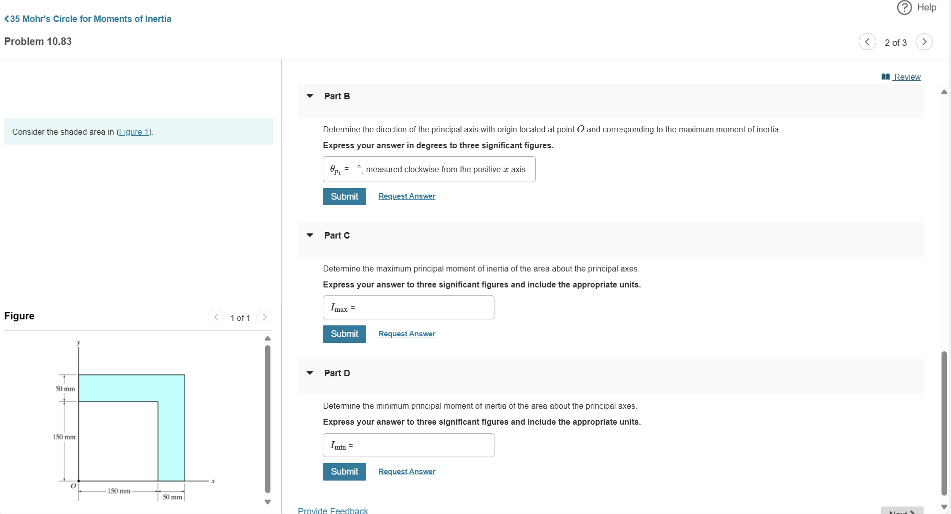 Problem 1 0 . 8 3 Consider the shaded area in (