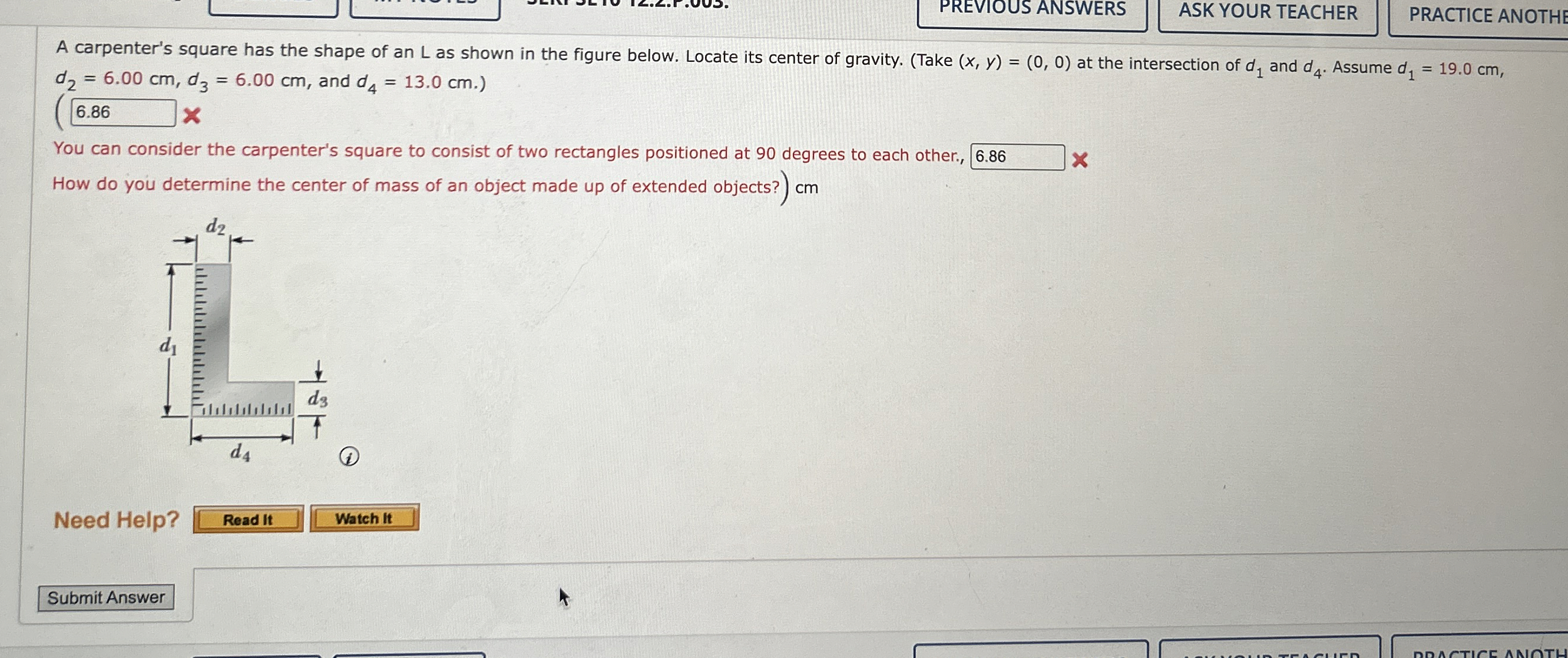 PREVIOUS ANSWERS PRACTICE ANOTHE A carpenter's