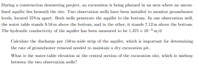 During a construction dewatering project, an