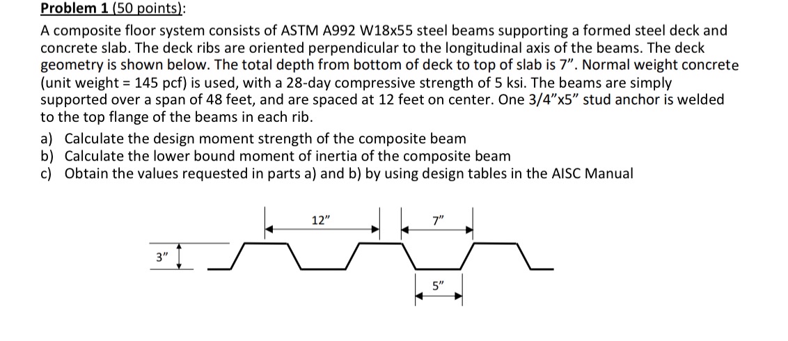 Problem 1 ( 5 0 points ) : A composite floor