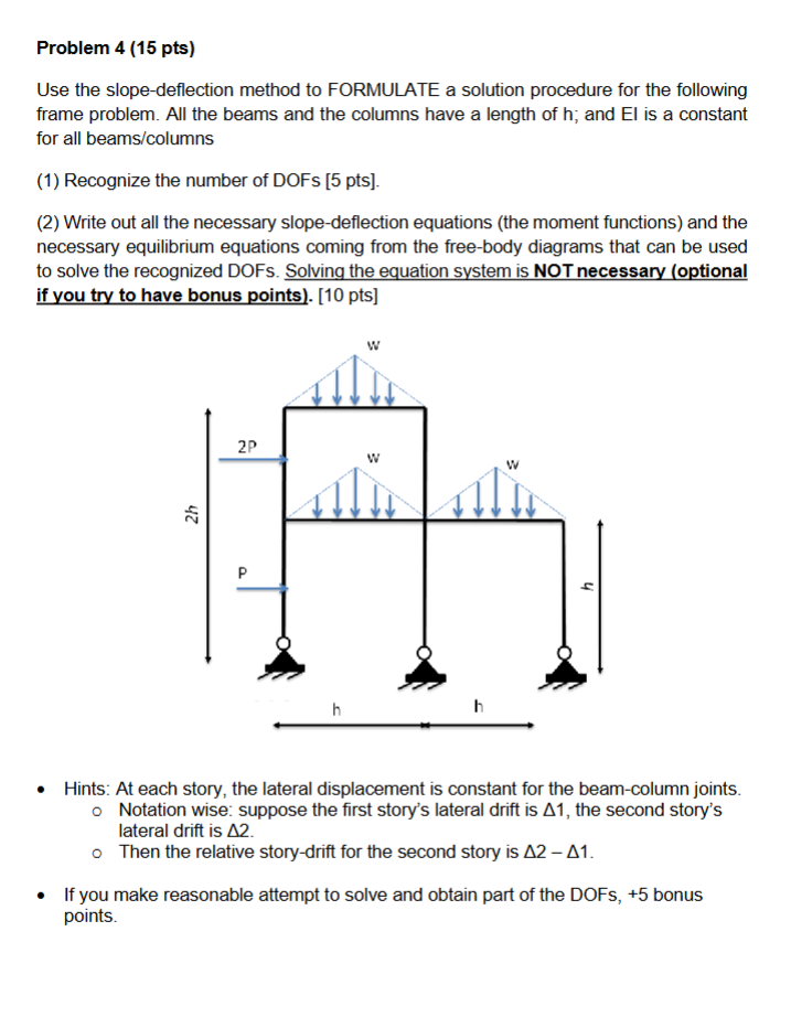 Problem 4 ( 1 5 pts ) Use the slope - deflection