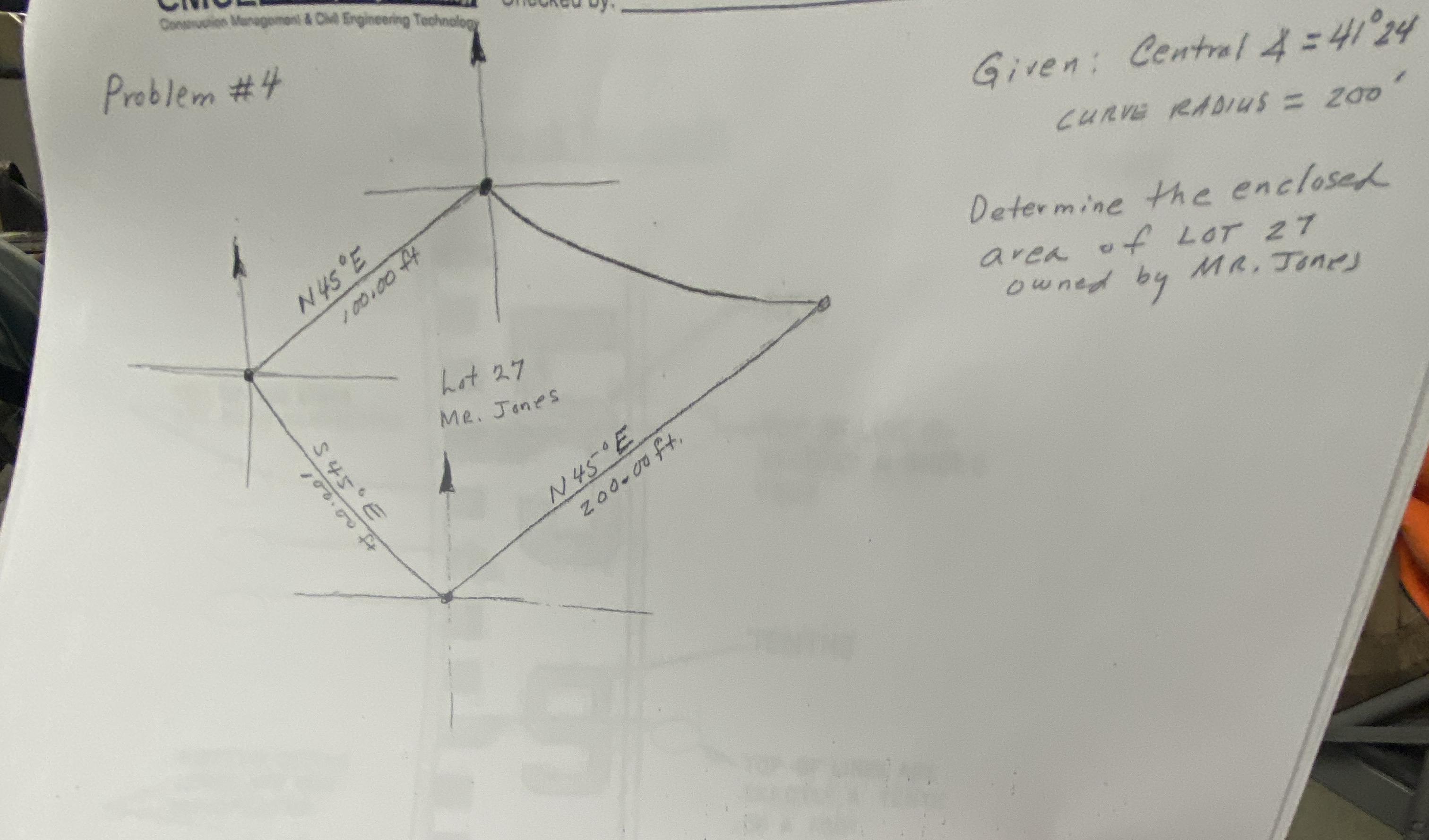 Problem # 4 Given: Central = 4 1 2 4 Cunve RADIUS