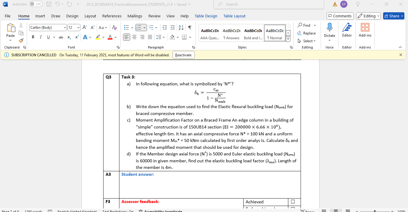 Task 3 : a ) In following equation, what is