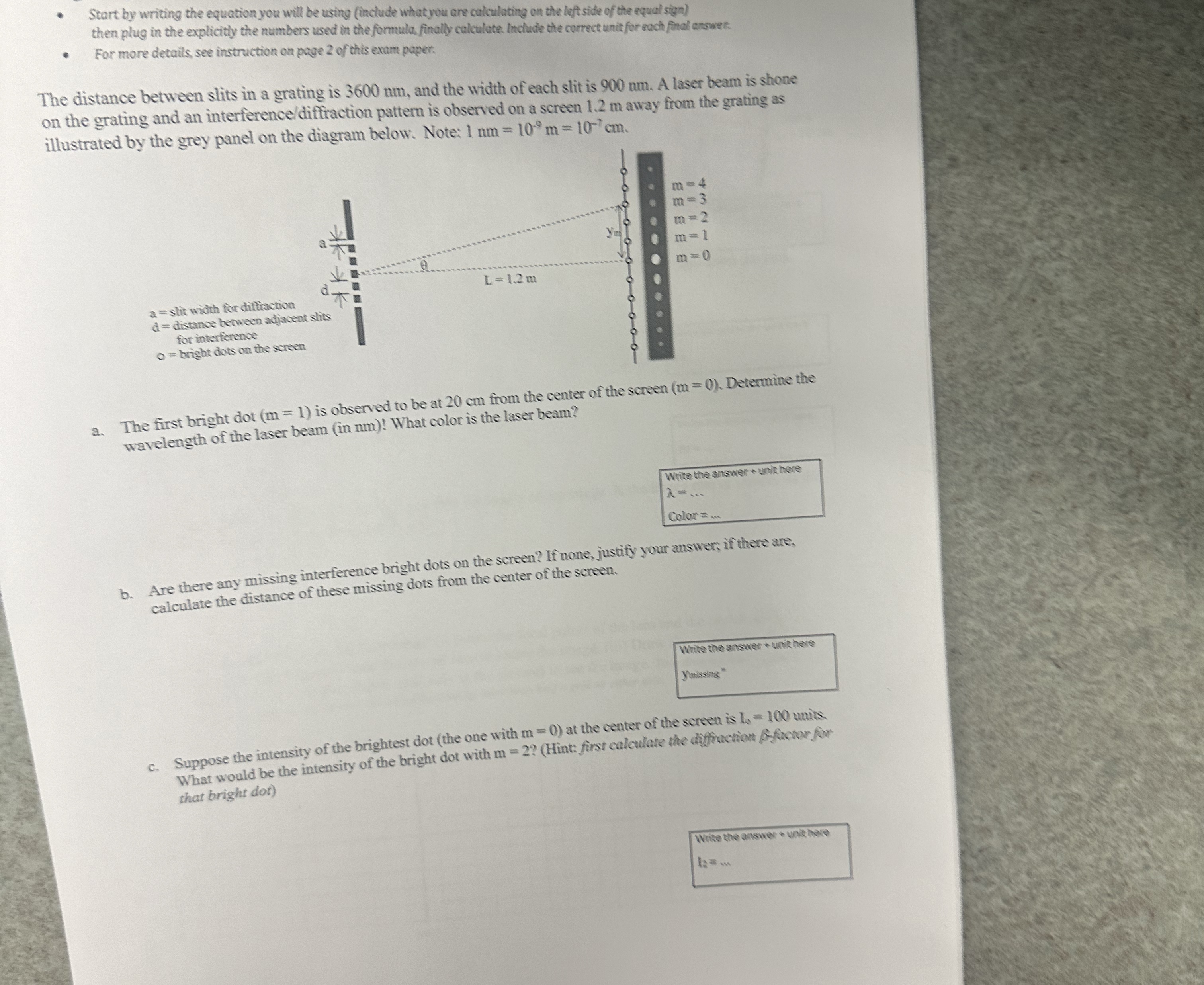 Start by writing the equation you will be using (