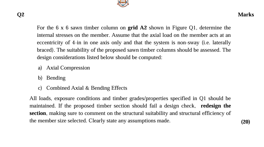 For the \ ( 6 \ times 6 \ ) sawn timber column on