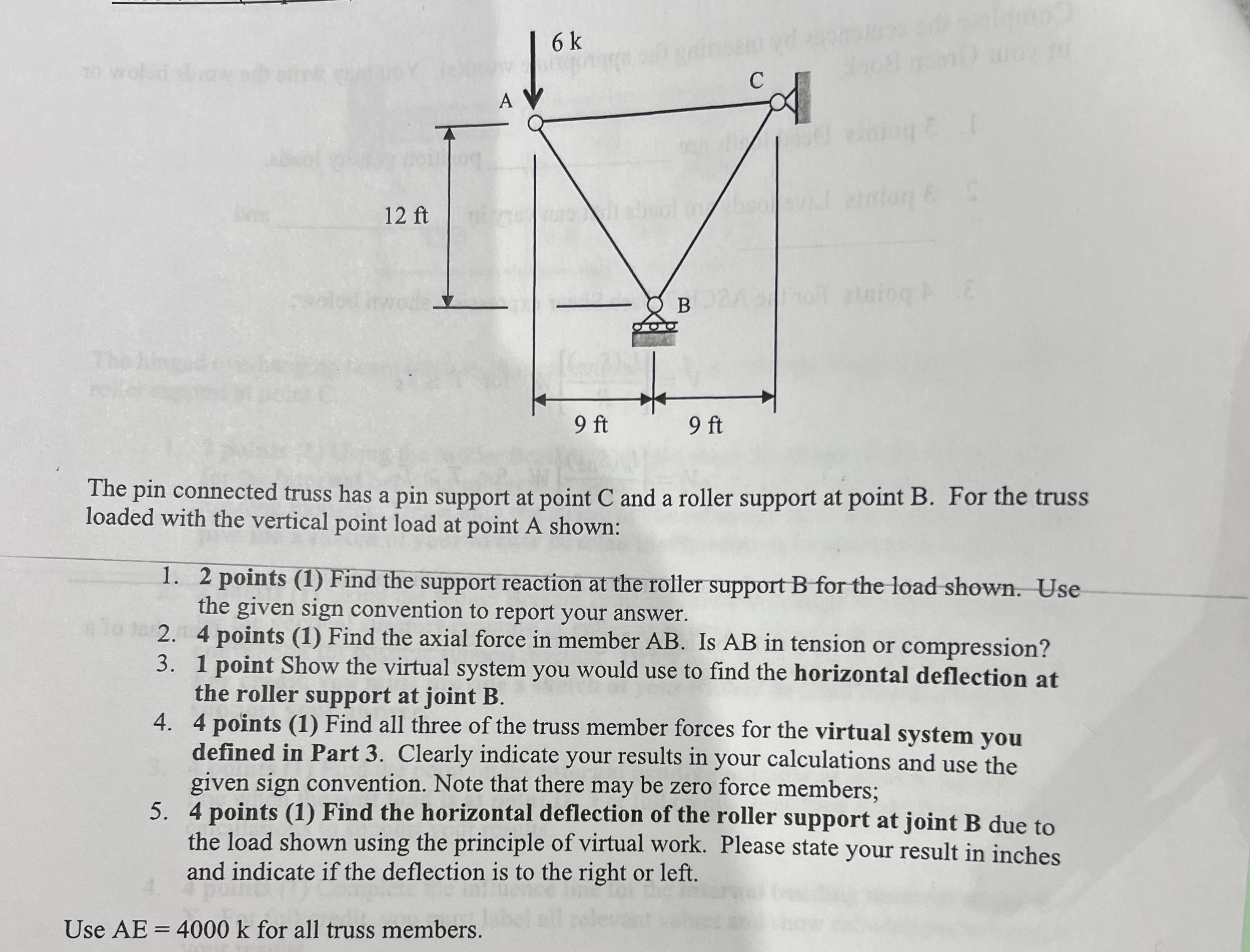 The pin connected truss has a pin support at
