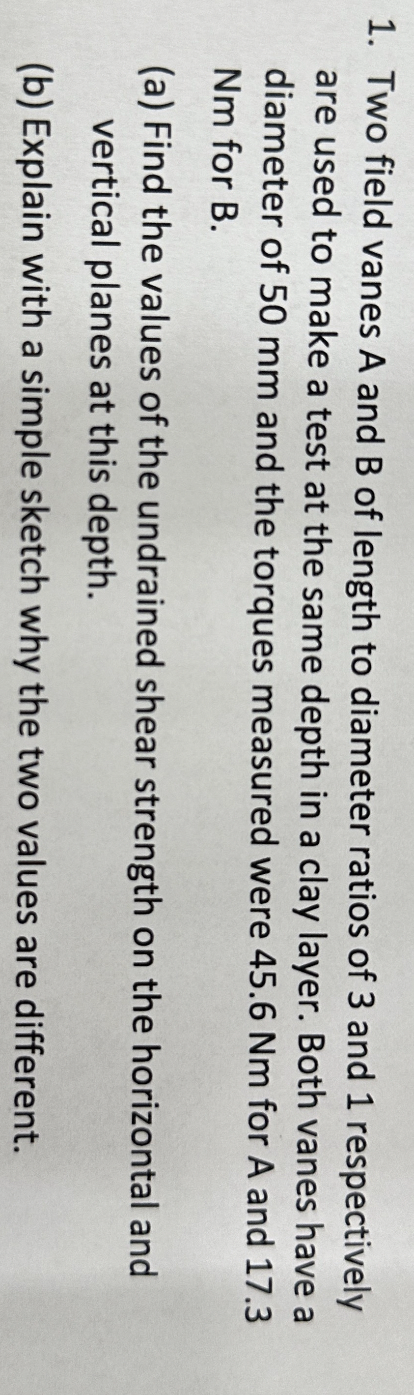 Two field vanes A and B of length to diameter